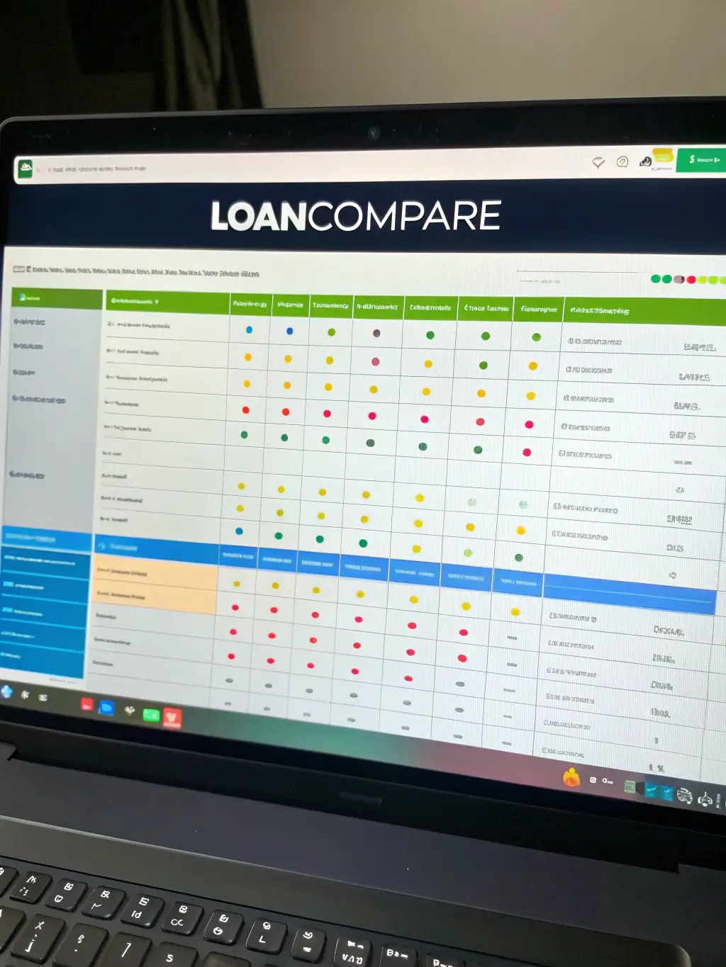 A visual representation of a loan comparison tool, highlighting interest rates and repayment terms.