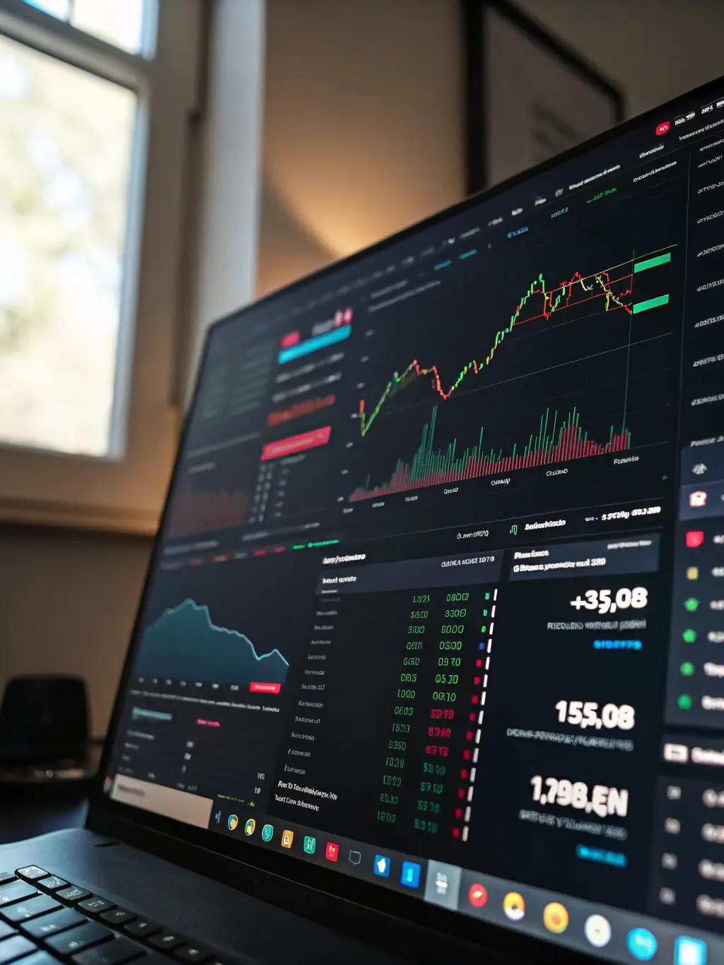 A screenshot of a Swedish investment platform showing stock charts and portfolio diversification.